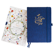 Navy Blue | Gold Floral Embossed Linen Sketchbook