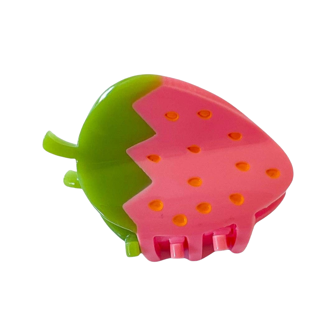Mini Pink Strawberry Hair Claw Clip