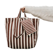 Organic Brown Striped Tote Bag