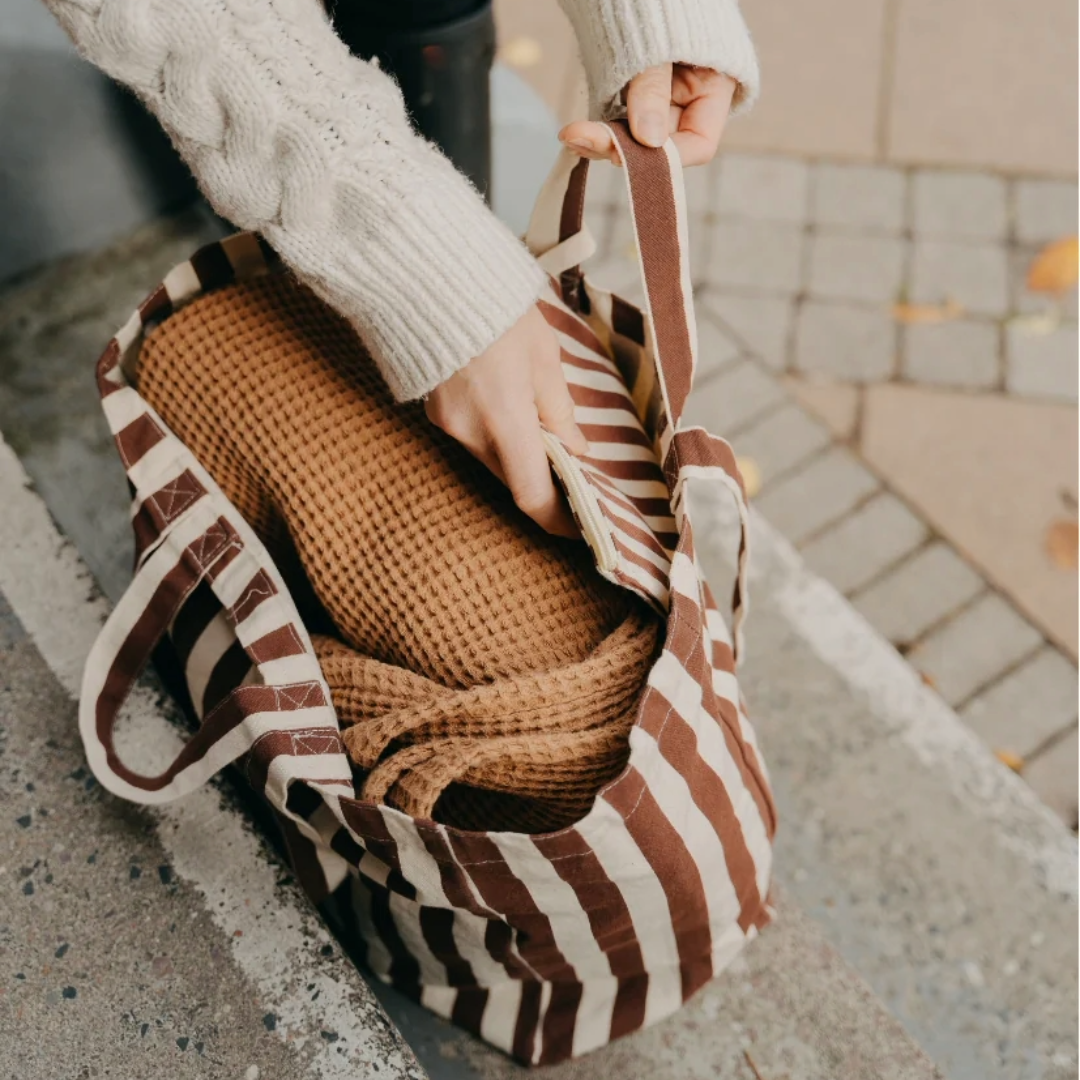 Organic Brown Striped Tote Bag