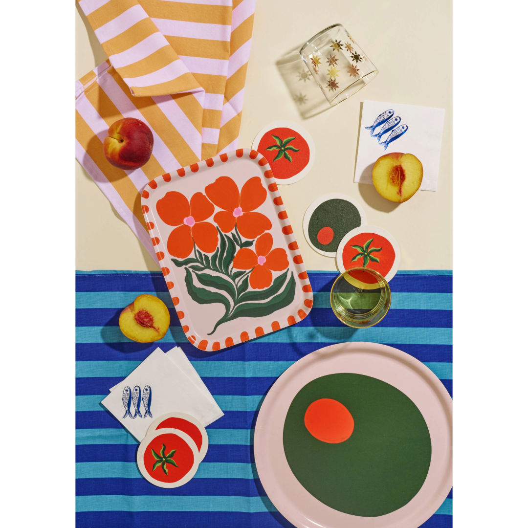 Pimento Olive Bent Birch/Melamine Serving Tray Platter
