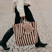 Organic Brown Striped Tote Bag