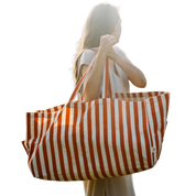 Organic Tote LARGE - Brown Stripes