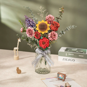 3D Wooden Flower Puzzle: Pink Rose