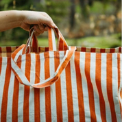 Organic Tote LARGE - Brown Stripes