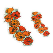 California Full of Poppies Vinyl Sticker: (Regular) 2x3