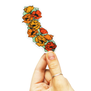 California Full of Poppies Vinyl Sticker: (Regular) 2x3