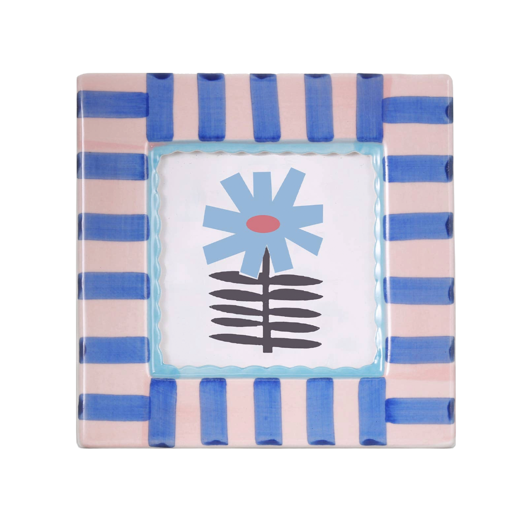 Blue Stripe Hand-painted Ceramic Photo Frame