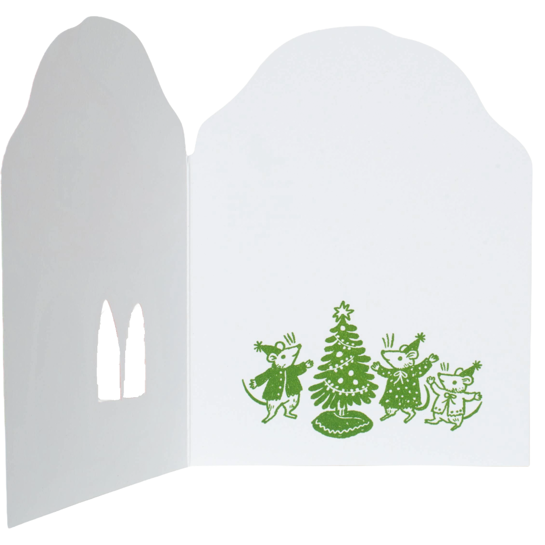 Merry Mushroom House Letterpress Holiday Greeting Card