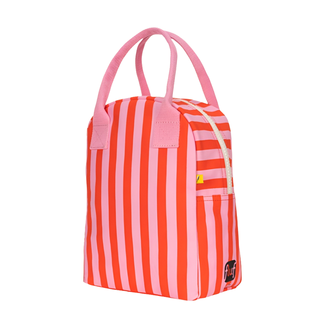 Awning Stripe Pink Zipper Lunch Bag