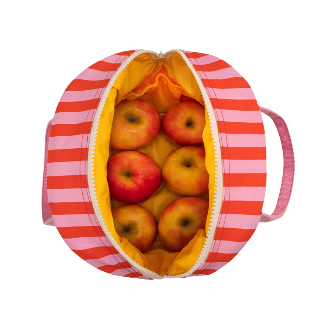 Awning Stripe Pink Zipper Lunch Bag