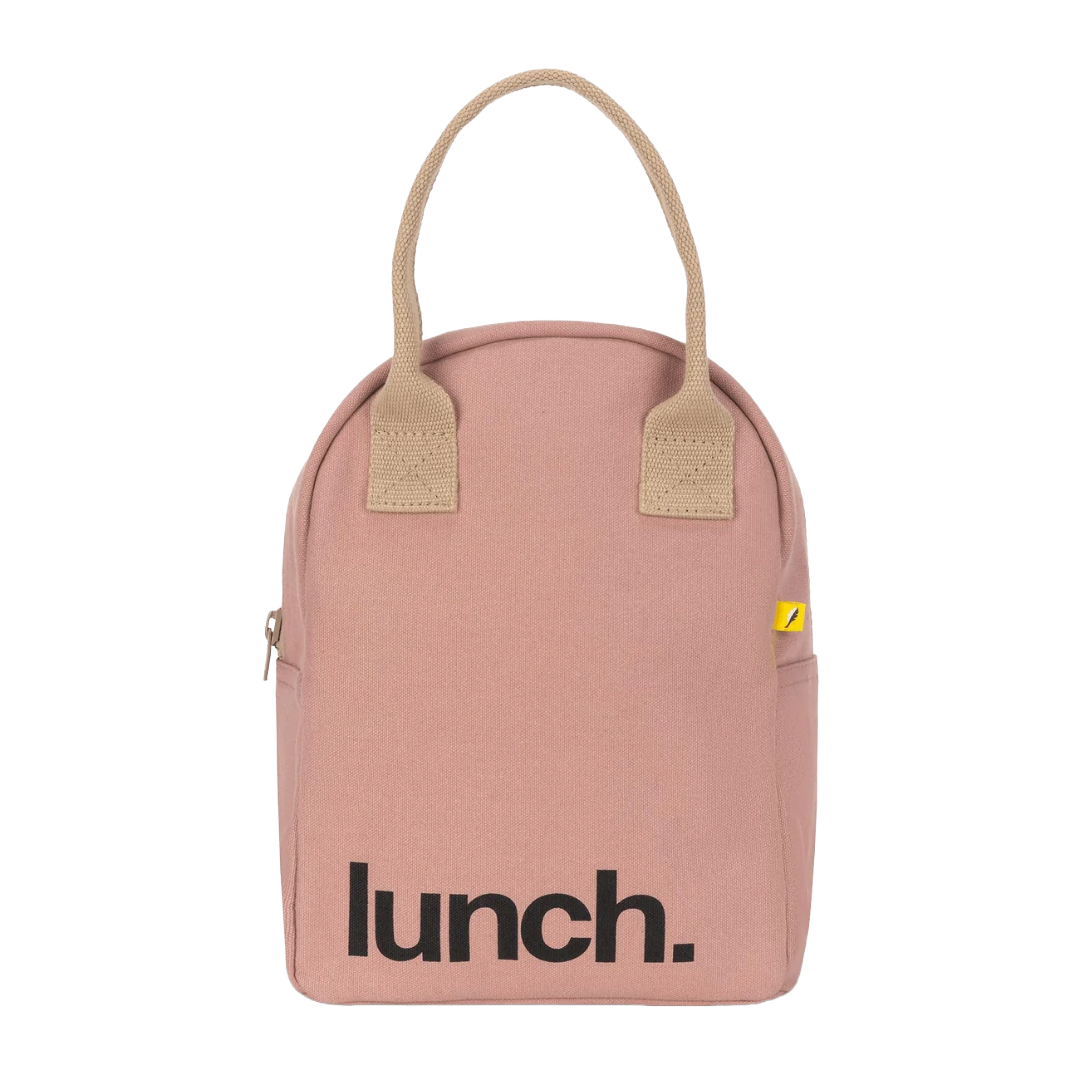 'Lunch' Mauve / Pink Organic Cotton Zipper Lunch Bag