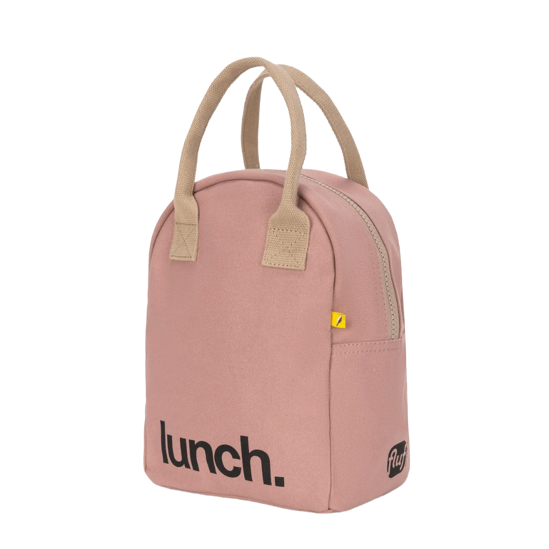 'Lunch' Mauve / Pink Organic Cotton Zipper Lunch Bag