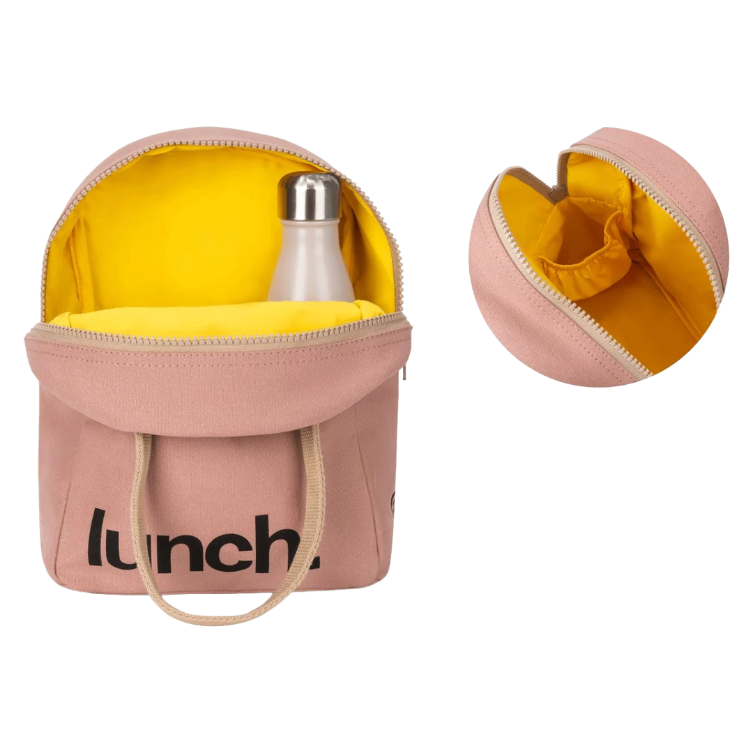 'Lunch' Mauve / Pink Organic Cotton Zipper Lunch Bag