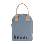 'Lunch' Blue Organic Cotton Zipper Lunch Bag