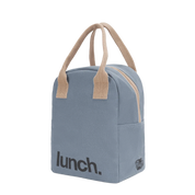 'Lunch' Blue Organic Cotton Zipper Lunch Bag