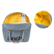 'Lunch' Blue Organic Cotton Zipper Lunch Bag
