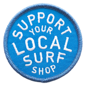 Support Your Local Surf Shop Iron on Patch - Blue & White