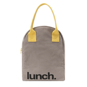 'Lunch' Grey and Yellow Organic Cotton Zipper Lunch Bag