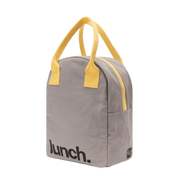'Lunch' Grey and Yellow Organic Cotton Zipper Lunch Bag