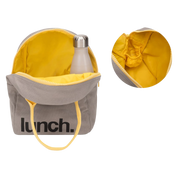 'Lunch' Grey and Yellow Organic Cotton Zipper Lunch Bag