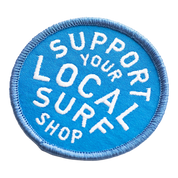 Support Your Local Surf Shop Iron on Patch - Blue & White