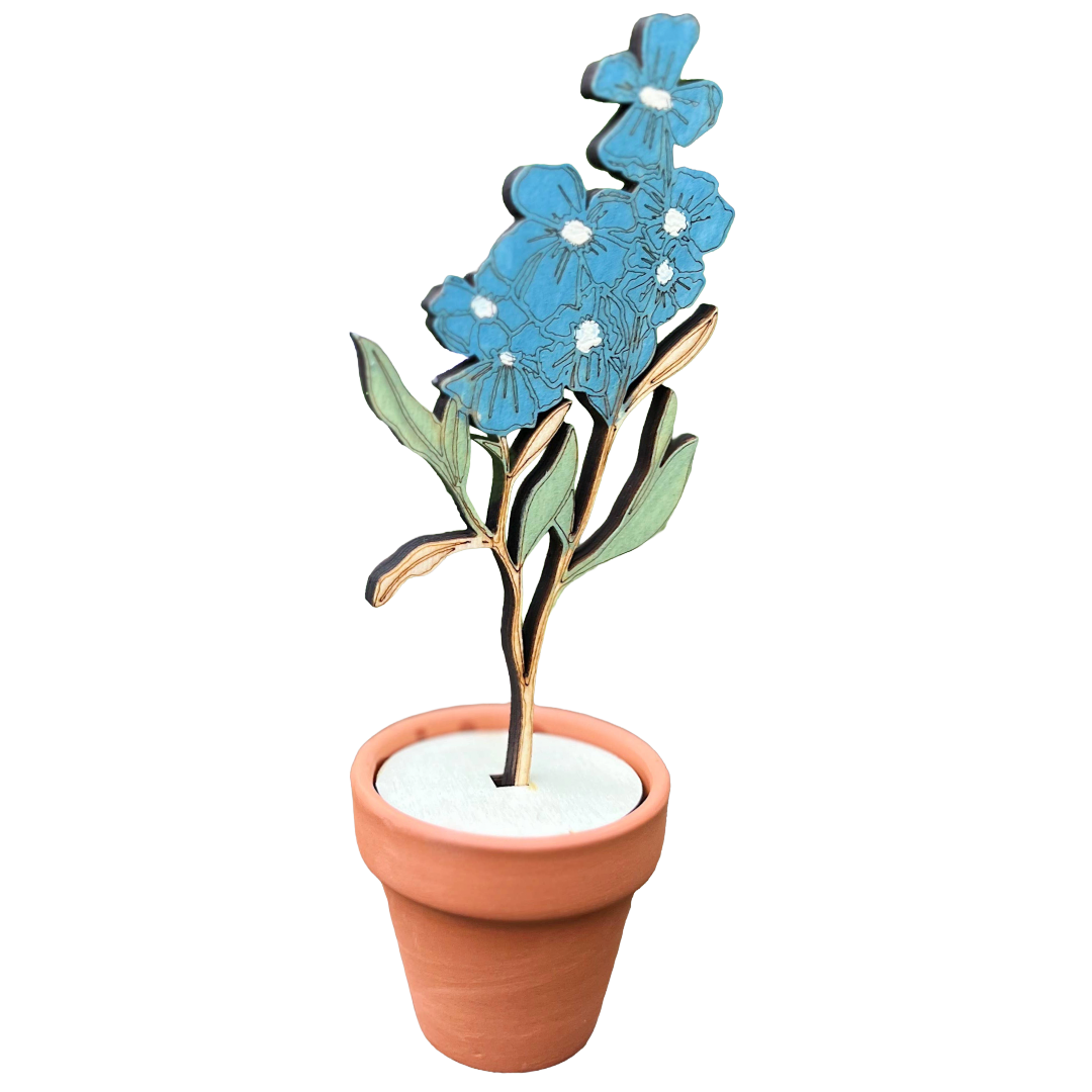 Hand Painted Wooden Flower- Larkspur