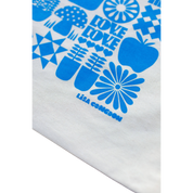 Large Cotton Drawstring Pouch - Blue Grid