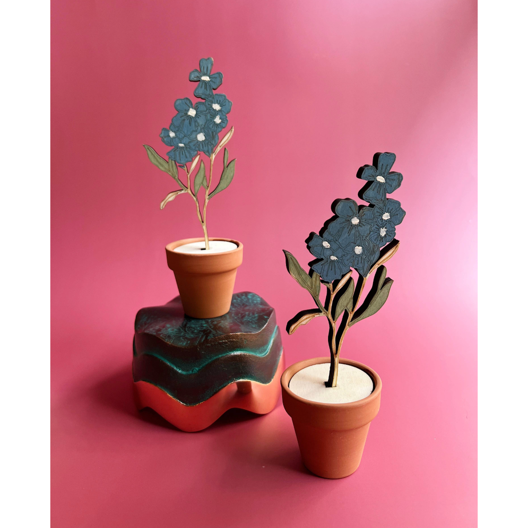 Hand Painted Wooden Flower- Larkspur