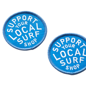 Support Your Local Surf Shop Iron on Patch - Blue & White