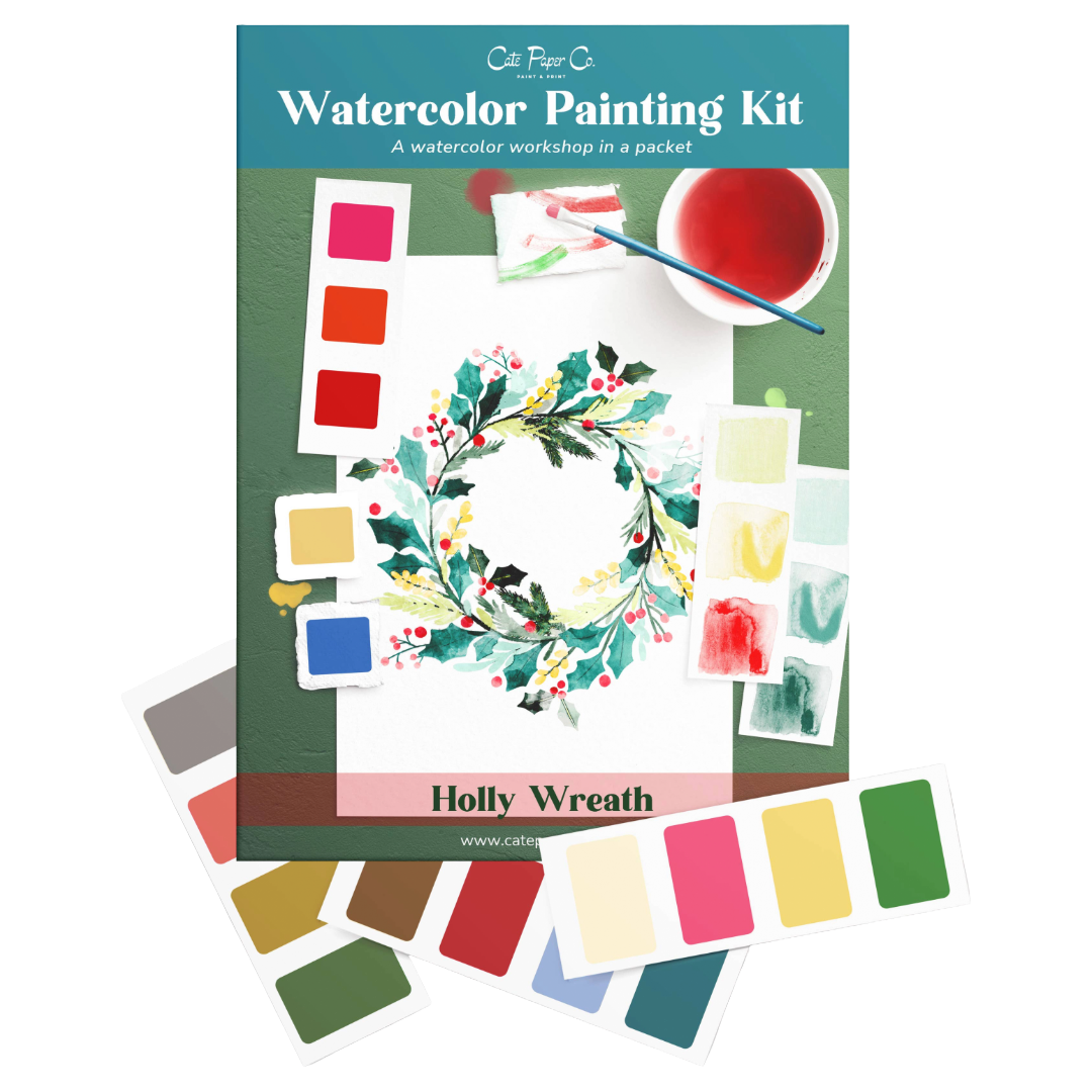 Holly Wreath Watercolor Painting Kit