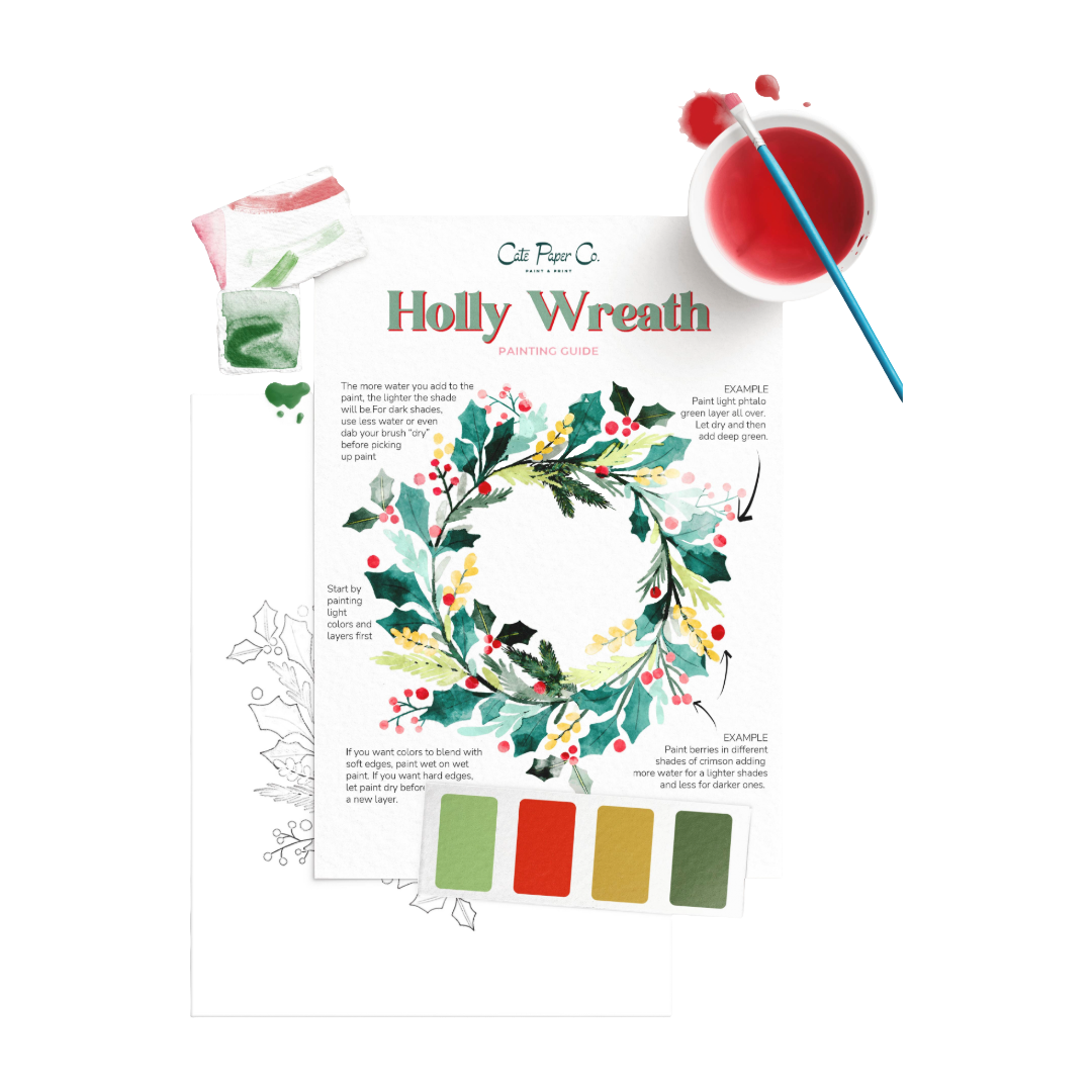 Holly Wreath Watercolor Painting Kit