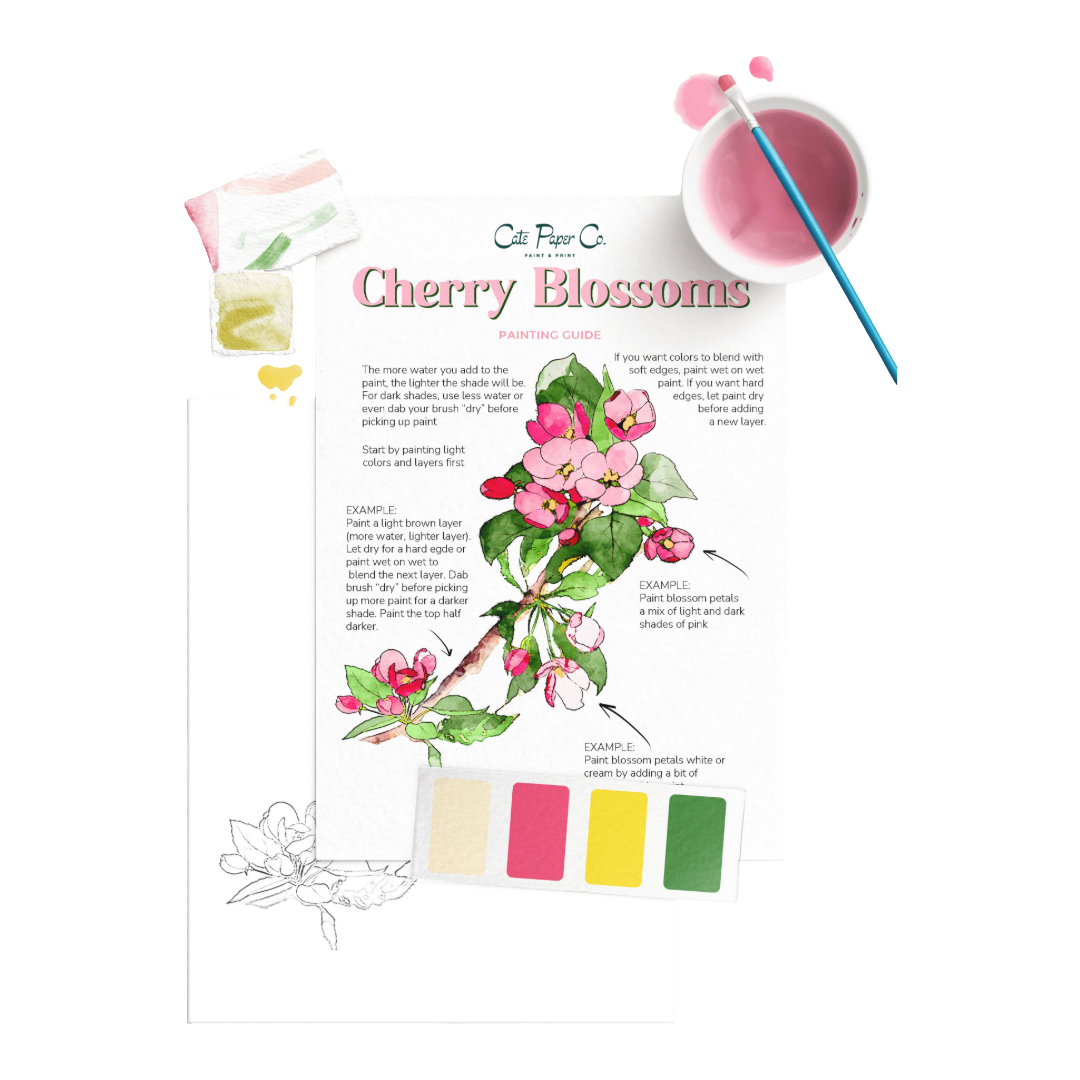 Cherry Blossoms Watercolor Painting Kit
