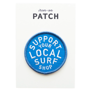 Support Your Local Surf Shop Iron on Patch - Blue & White