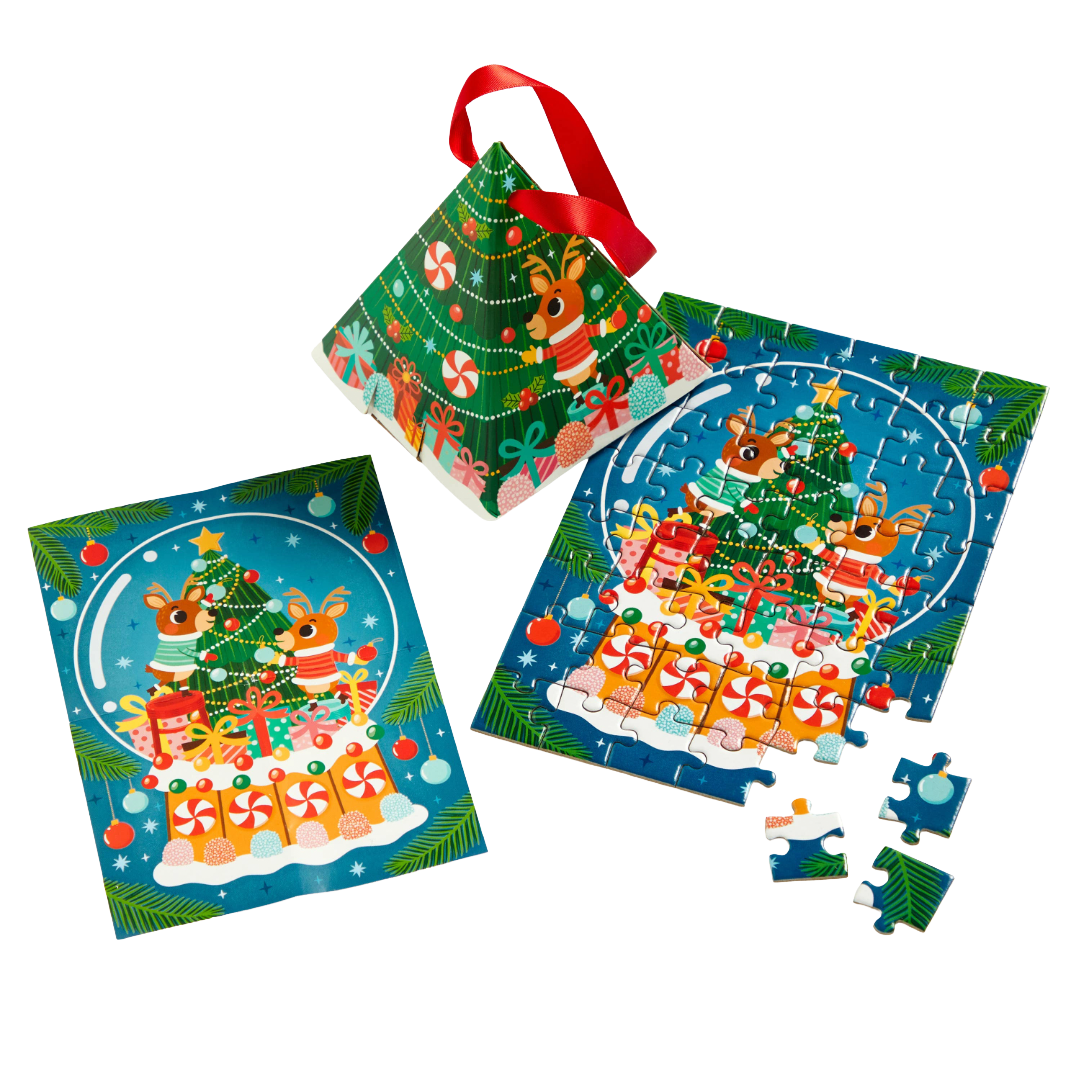 Reindeer Snow Globe 48 Piece Mini Puzzle Ornament