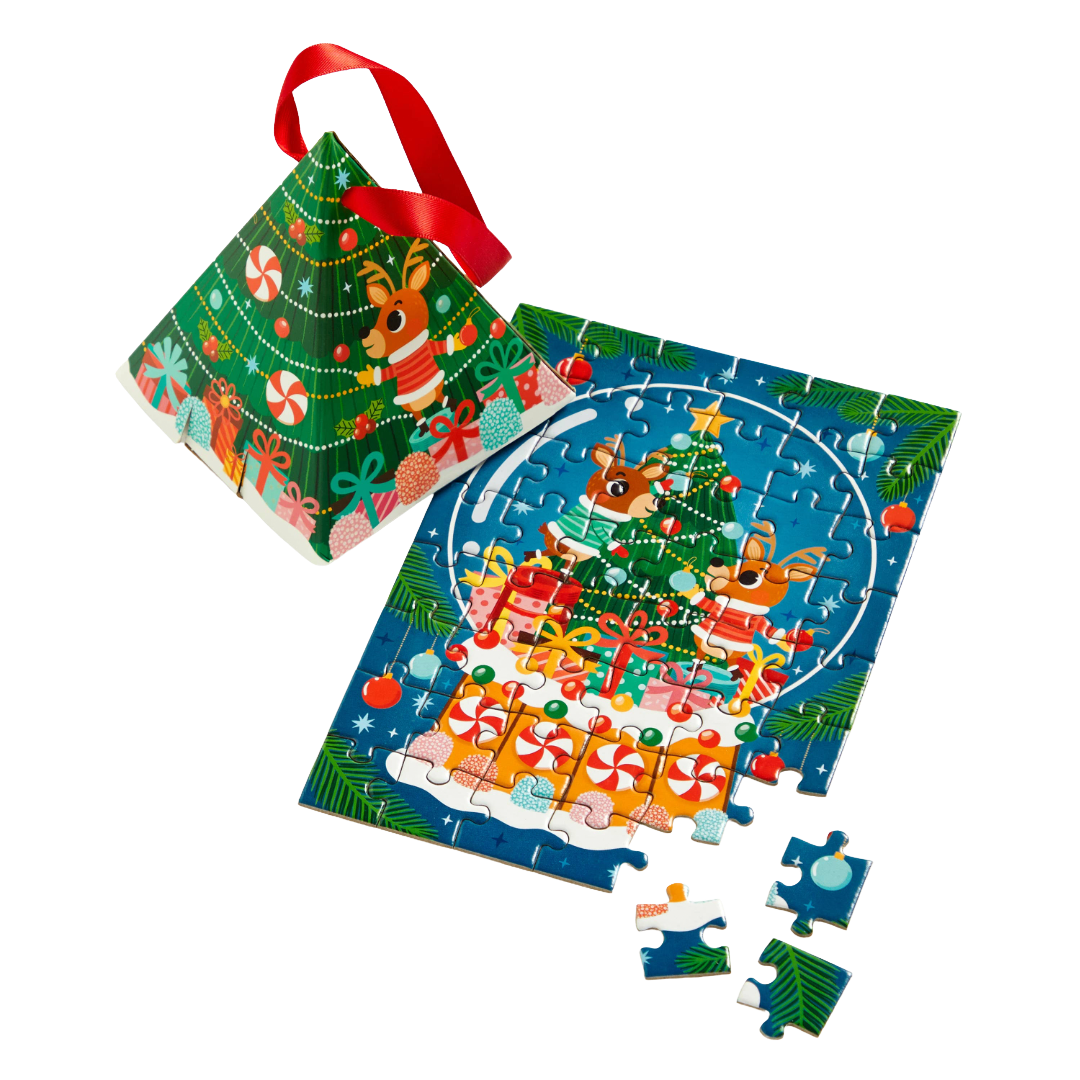 Reindeer Snow Globe 48 Piece Mini Puzzle Ornament