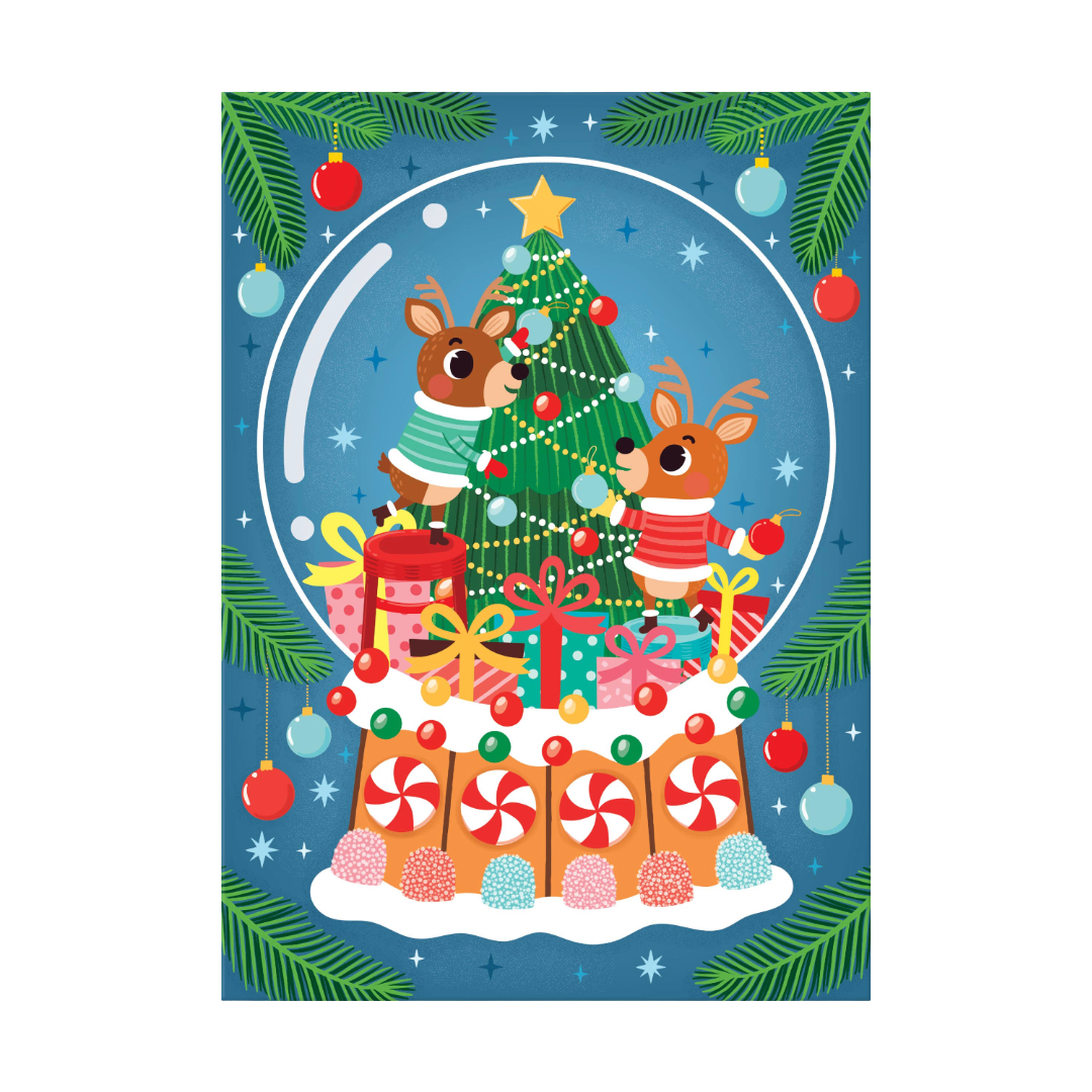 Reindeer Snow Globe 48 Piece Mini Puzzle Ornament