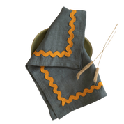 Yellow Lace Linen Napkins Set of 2 - Retro Green, Aqua Blue, Vanilla Sky