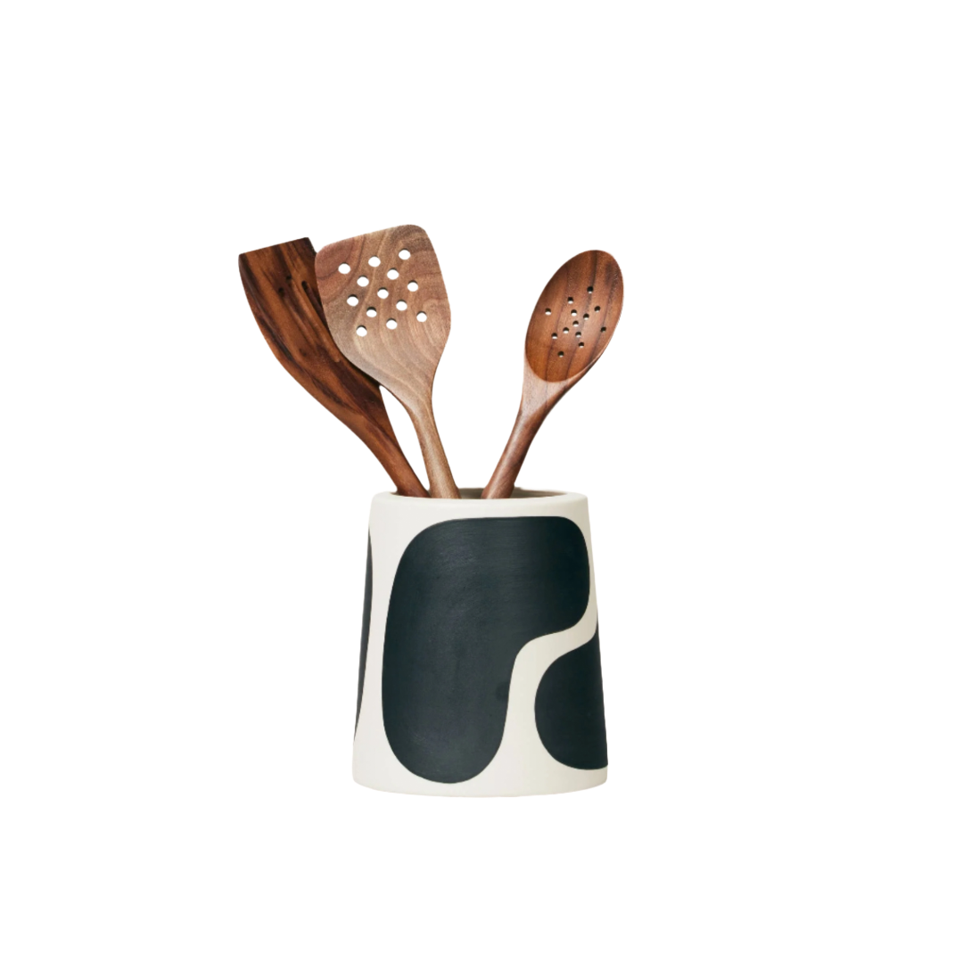 Utensil Crock - Black Color Block