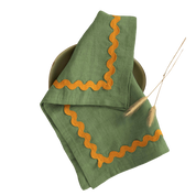 Yellow Lace Linen Napkins Set of 2 - Retro Green, Aqua Blue, Vanilla Sky