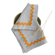 Yellow Lace Linen Napkins Set of 2 - Retro Green, Aqua Blue, Vanilla Sky