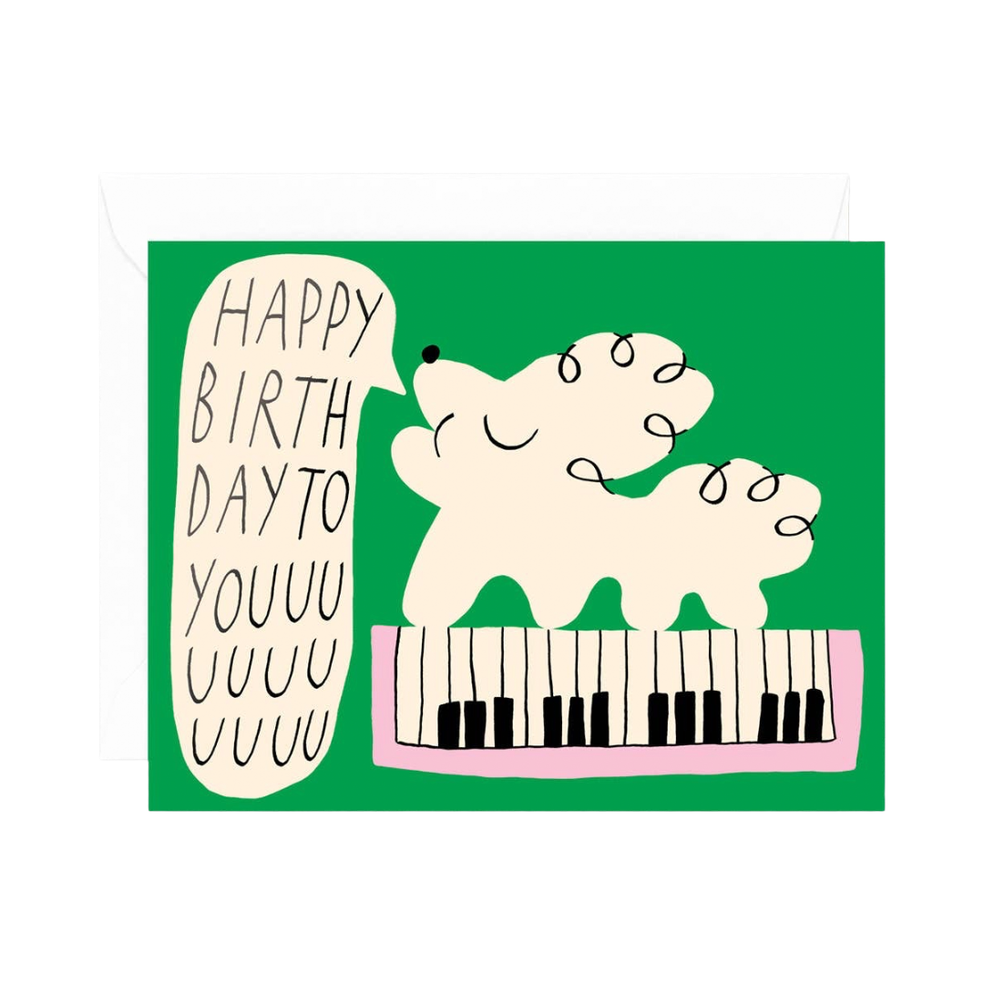 Happy Birthday To You Dog & Keyboard' Kids Greeting Card