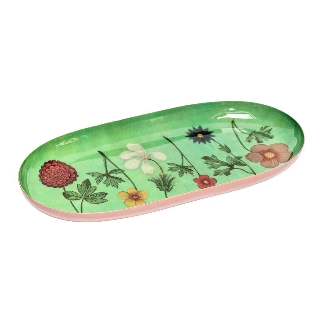 Festival of Flowers - An Oval Enamel Tray