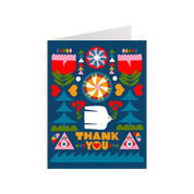Folk Flowers Thank You Greeting Card