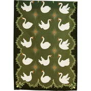 Celestial Swans Green Tea Towel