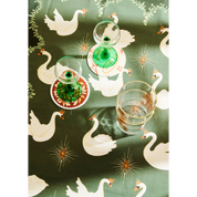 Celestial Swans Green Tea Towel