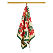Red and Green Floral Tea Towel