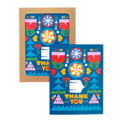 Folk Flowers Thank You Greeting Card