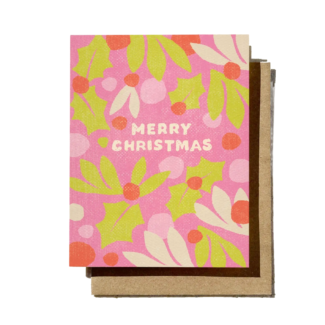 Pink Christmas Greeting Card
