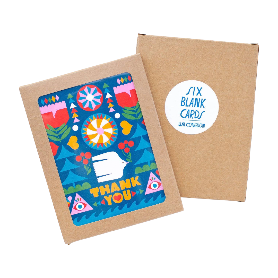 Folk Flowers Thank You Greeting Card